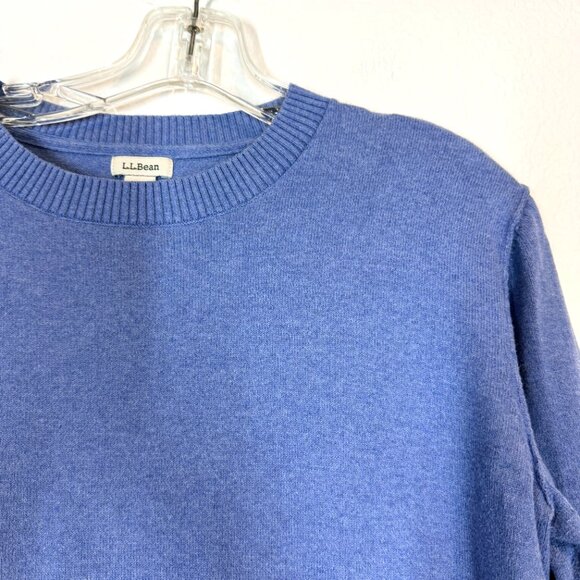 LL Bean Blue Cotton Cashmere Sweater Crewneck Pullover Medium - Picture 3 of 8